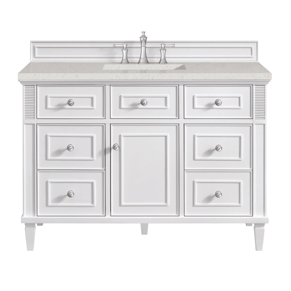 James Martin - Lorelai 48" Single Vanity, Bright White w/ 3 CM Lime Delight Silestone Top - 424-V48-BW-3LDL view 1