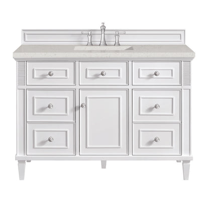 James Martin - Lorelai 48" Single Vanity, Bright White w/ 3 CM Lime Delight Silestone Top - 424-V48-BW-3LDL view 1