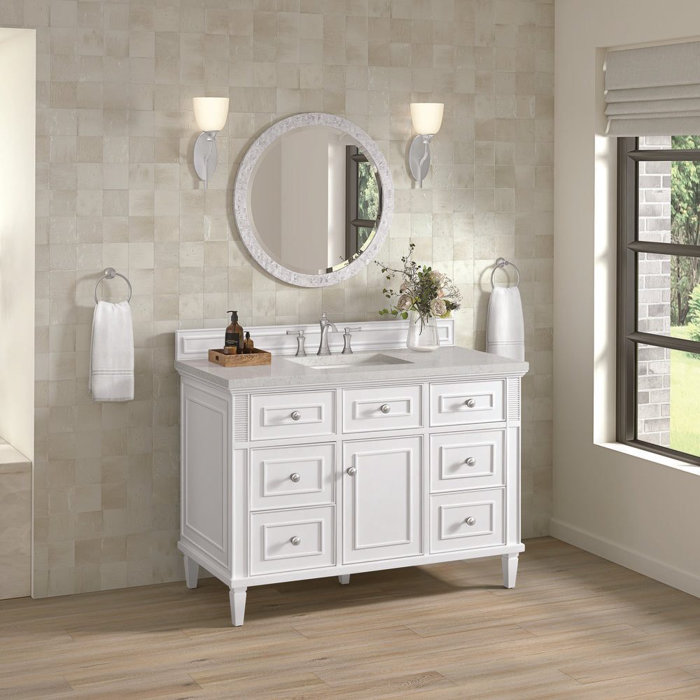 James Martin - Lorelai 48" Single Vanity, Bright White w/ 3 CM Lime Delight Silestone Top - 424-V48-BW-3LDL view 5
