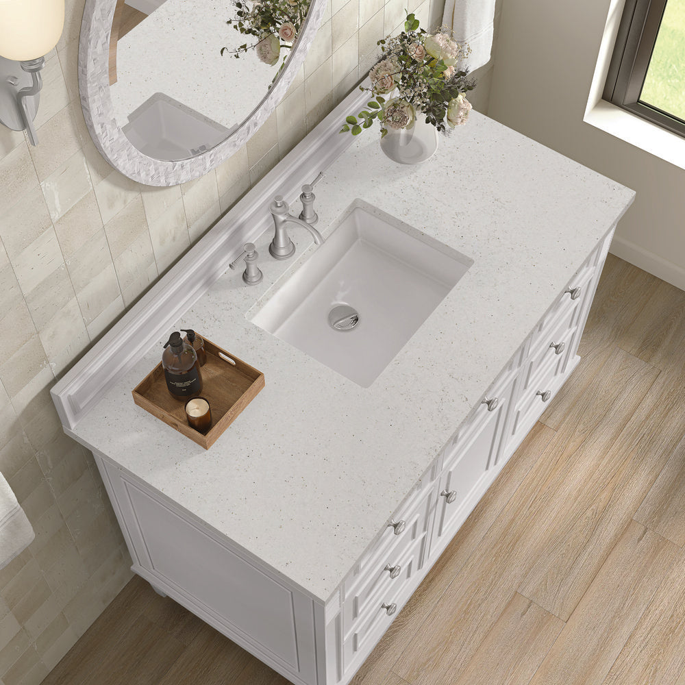 James Martin - Lorelai 48" Single Vanity, Bright White w/ 3 CM Lime Delight Silestone Top - 424-V48-BW-3LDL view 8