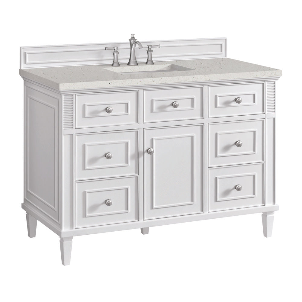 James Martin - Lorelai 48" Single Vanity, Bright White w/ 3 CM Lime Delight Silestone Top - 424-V48-BW-3LDL view 11