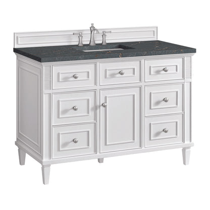 James Martin - Lorelai 48" Single Vanity, Bright White w/ 3 CM Parisien Bleu Silestone Top - 424-V48-BW-3PBL view 11