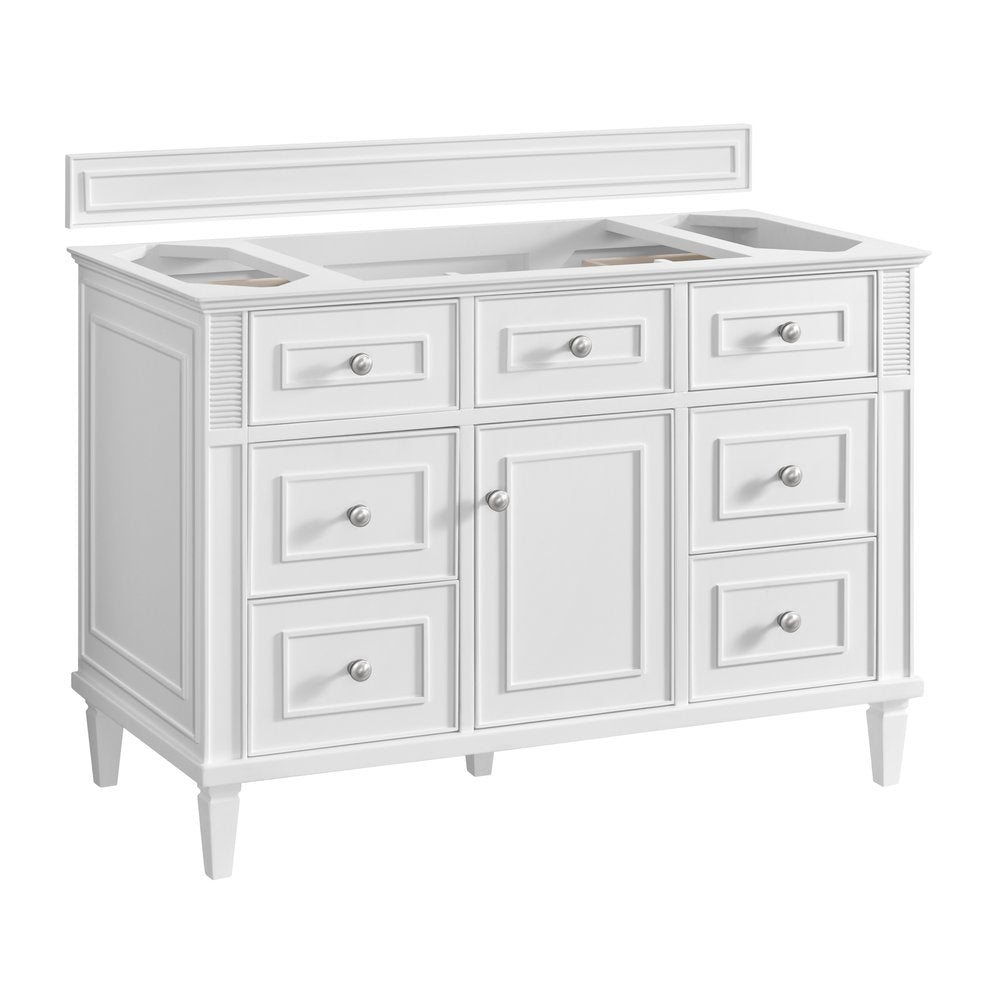 James Martin - Lorelai 48" Single Vanity, Bright White, w/ 3 CM Phantome Eclos Top - 424-V48-BW-3PHT view 2