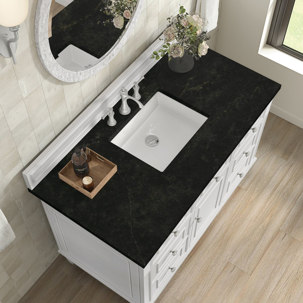 James Martin - Lorelai 48" Single Vanity, Bright White, w/ 3 CM Phantome Eclos Top - 424-V48-BW-3PHT view 8
