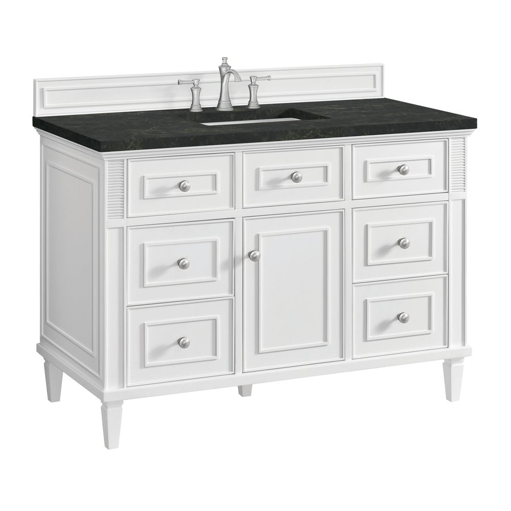 James Martin - Lorelai 48" Single Vanity, Bright White, w/ 3 CM Phantome Eclos Top - 424-V48-BW-3PHT view 11