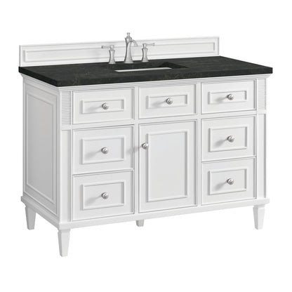 James Martin - Lorelai 48" Single Vanity, Bright White, w/ 3 CM Phantome Eclos Top - 424-V48-BW-3PHT view 11
