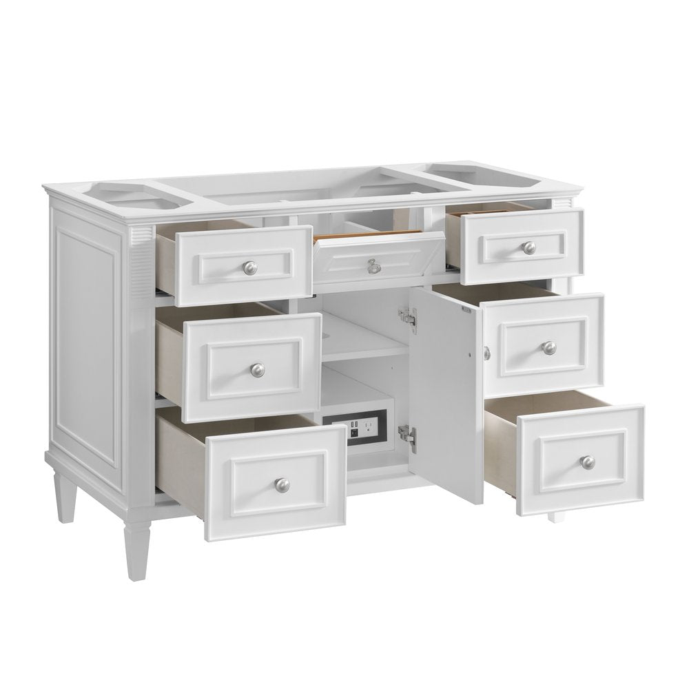 James Martin - Lorelai 48" Single Vanity, Bright White, w/ 3 CM Siberian Silestone Top - 424-V48-BW-3SFR view 9