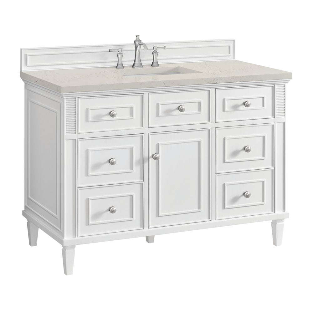 James Martin - Lorelai 48" Single Vanity, Bright White, w/ 3 CM Siberian Silestone Top - 424-V48-BW-3SFR view 11