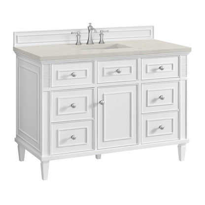 James Martin - Lorelai 48" Single Vanity, Bright White, w/ 3 CM Siberian Silestone Top - 424-V48-BW-3SFR view 11
