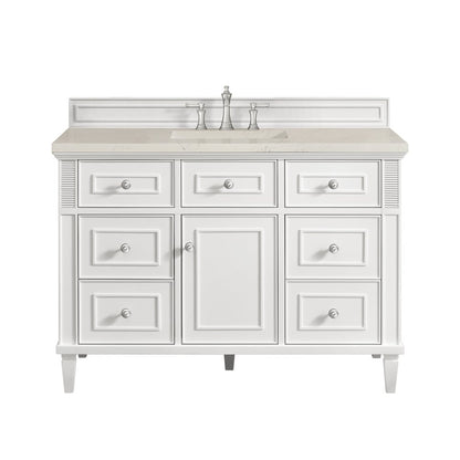 James Martin - Lorelai 48" Single Vanity, Bright White, w/ 3 CM Siberian Silestone Top w/FreePower Wireless Charger - 424-V48-BW-FSFR view 1