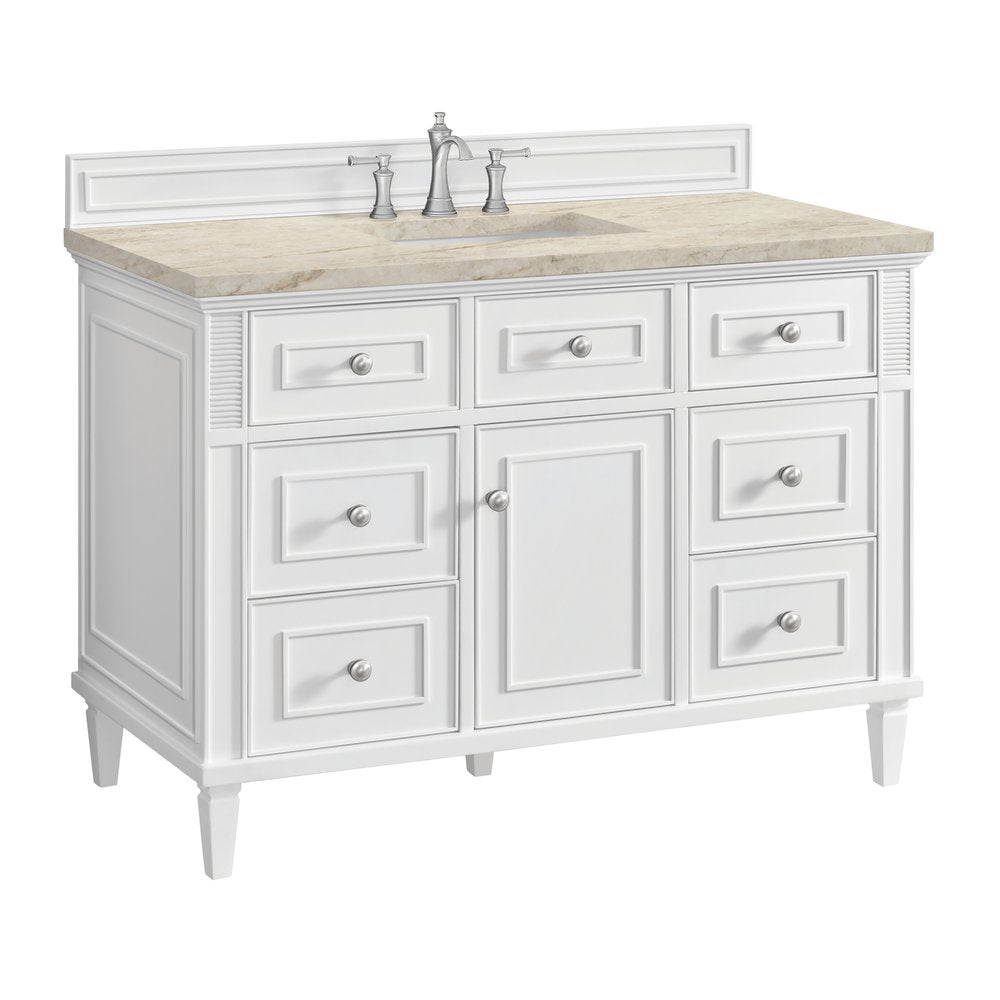 James Martin - Lorelai 48" Single Vanity, Bright White, w/ 3 CM Tajnar Eclos Top - 424-V48-BW-3TJR view 11