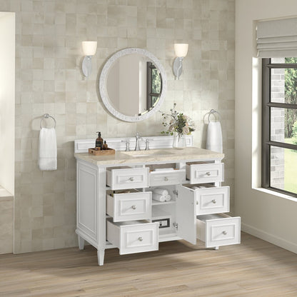 James Martin - Lorelai 48" Single Vanity, Bright White, w/ 3 CM Tajnar Eclos Top w/FreePower Wireless Charger - 424-V48-BW-FTJR view 5