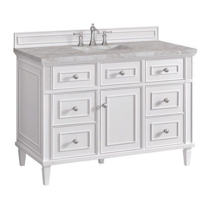 James Martin - Lorelai 48" Single Vanity, Bright White w/ 3 CM Victorian Silver Silestone Top - 424-V48-BW-3VSL view 11