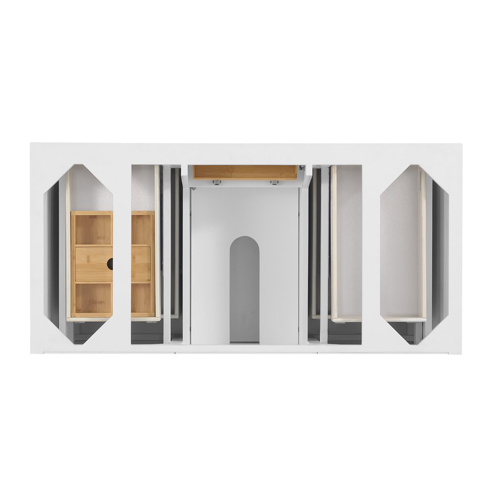 James Martin - Lorelai 48" Single Vanity, Bright White w/ 3 CM Victorian Silver Silestone Top w/FreePower Wireless Charger - 424-V48-BW-FVSL view 8