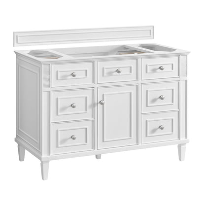 James Martin - Lorelai 48" Single Vanity, Bright White w/ 3 CM White Zeus Silestone Top - 424-V48-BW-3WZ view 2