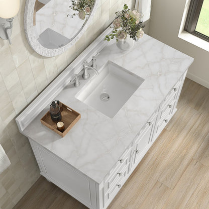 James Martin - Lorelai 48" Single Vanity, Bright White w/ 3 CM White Zeus Silestone Top - 424-V48-BW-3WZ view 8
