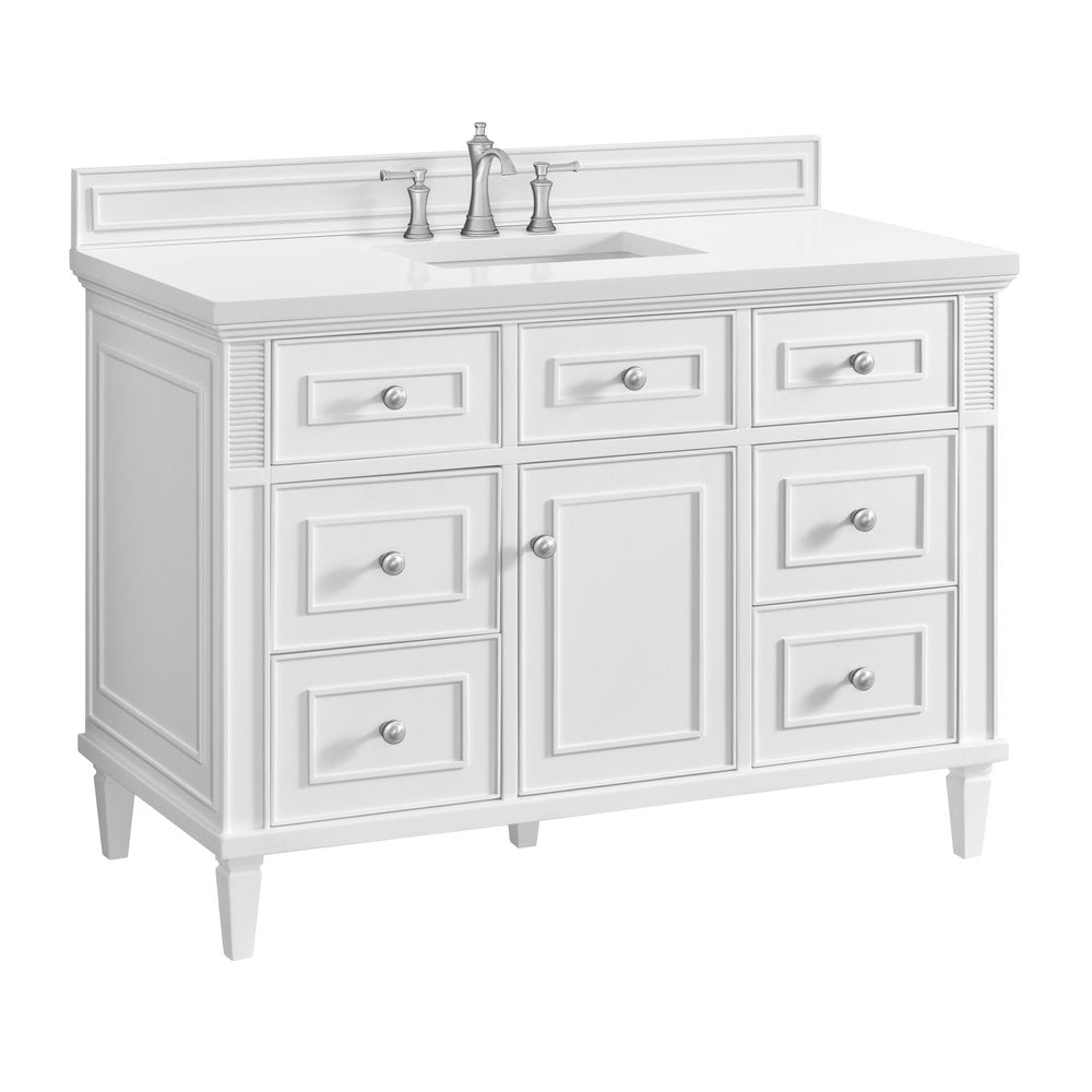 James Martin - Lorelai 48" Single Vanity, Bright White w/ 3 CM White Zeus Silestone Top - 424-V48-BW-3WZ view 13