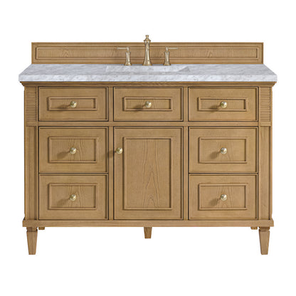 James Martin - Lorelai 48" Single Vanity, Light Natural Oak w/ 3 CM Carrara White Marble Top - 424-V48-LNO-3CAR view 1