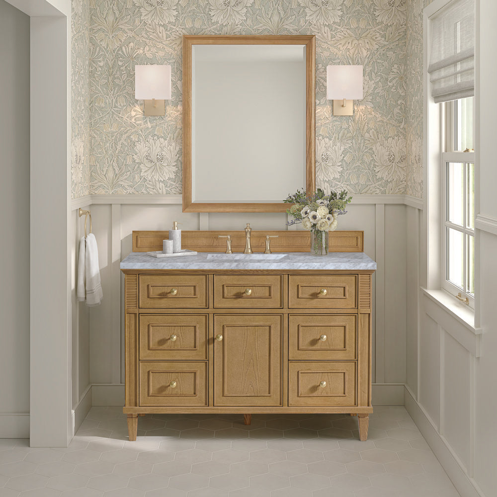 James Martin - Lorelai 48" Single Vanity, Light Natural Oak w/ 3 CM Carrara White Marble Top - 424-V48-LNO-3CAR view 3