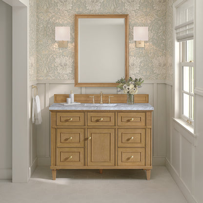 James Martin - Lorelai 48" Single Vanity, Light Natural Oak w/ 3 CM Carrara White Marble Top - 424-V48-LNO-3CAR view 3