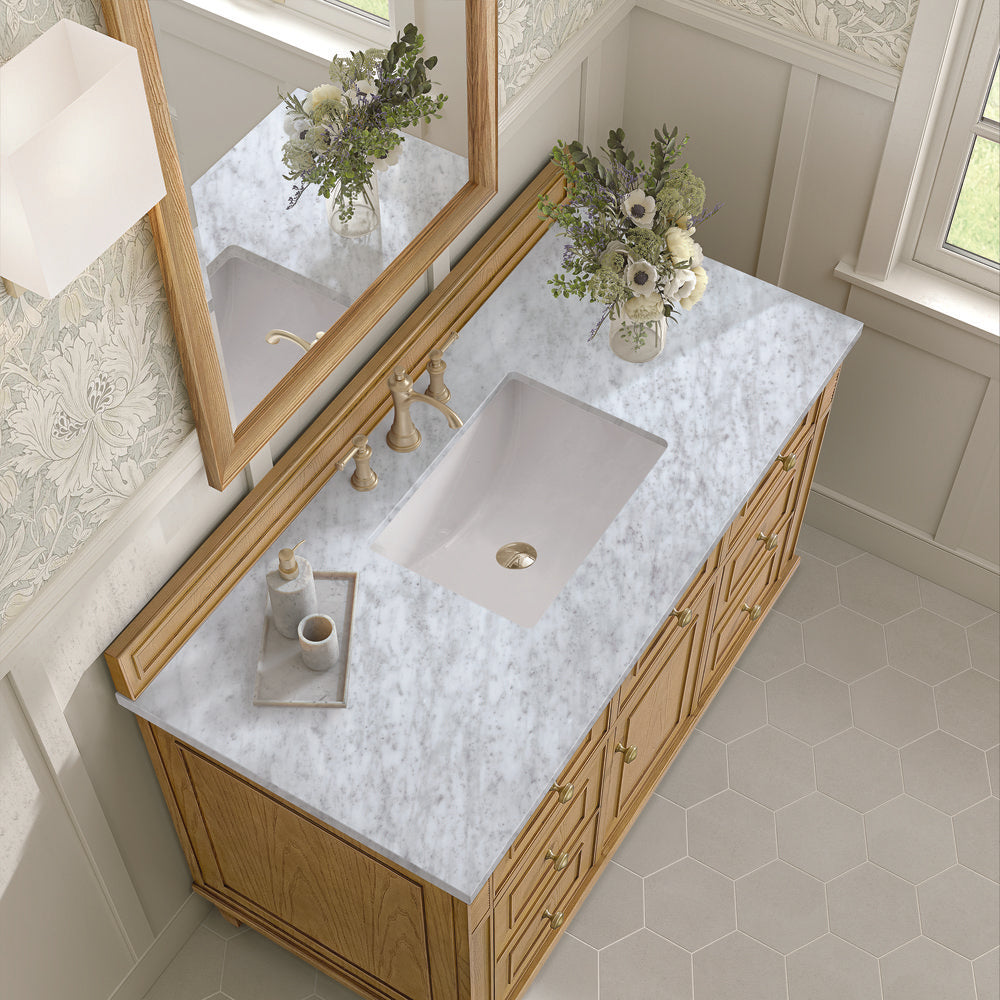 James Martin - Lorelai 48" Single Vanity, Light Natural Oak w/ 3 CM Carrara White Marble Top - 424-V48-LNO-3CAR view 7