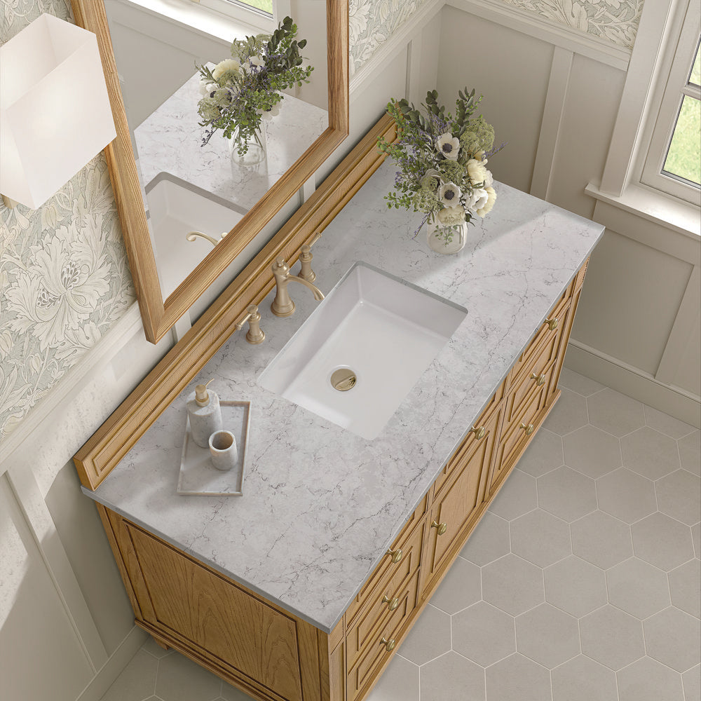 James Martin - Lorelai 48" Single Vanity, Light Natural Oak w/ 3 CM Eternal Jasmine Pearl Silestone Top - 424-V48-LNO-3EJP view 7