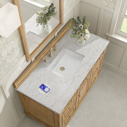 James Martin - Lorelai 48" Single Vanity, Light Natural Oak w/ 3 CM Eternal Jasmine Pearl Silestone Top w/FreePower Wireless Charger - 424-V48-LNO-FEJP view 8