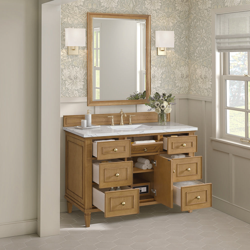 James Martin - Lorelai 48" Single Vanity, Light Natural Oak w/ 3 CM Ethereal Noctis Silestone Top - 424-V48-LNO-3ENC view 5