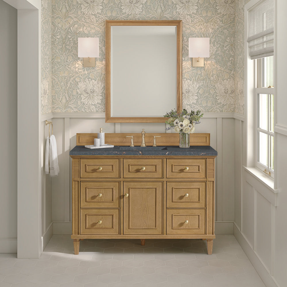 James Martin - Lorelai 48" Single Vanity, Light Natural Oak w/ 3 CM Parisien Bleu Silestone Top - 424-V48-LNO-3PBL view 3