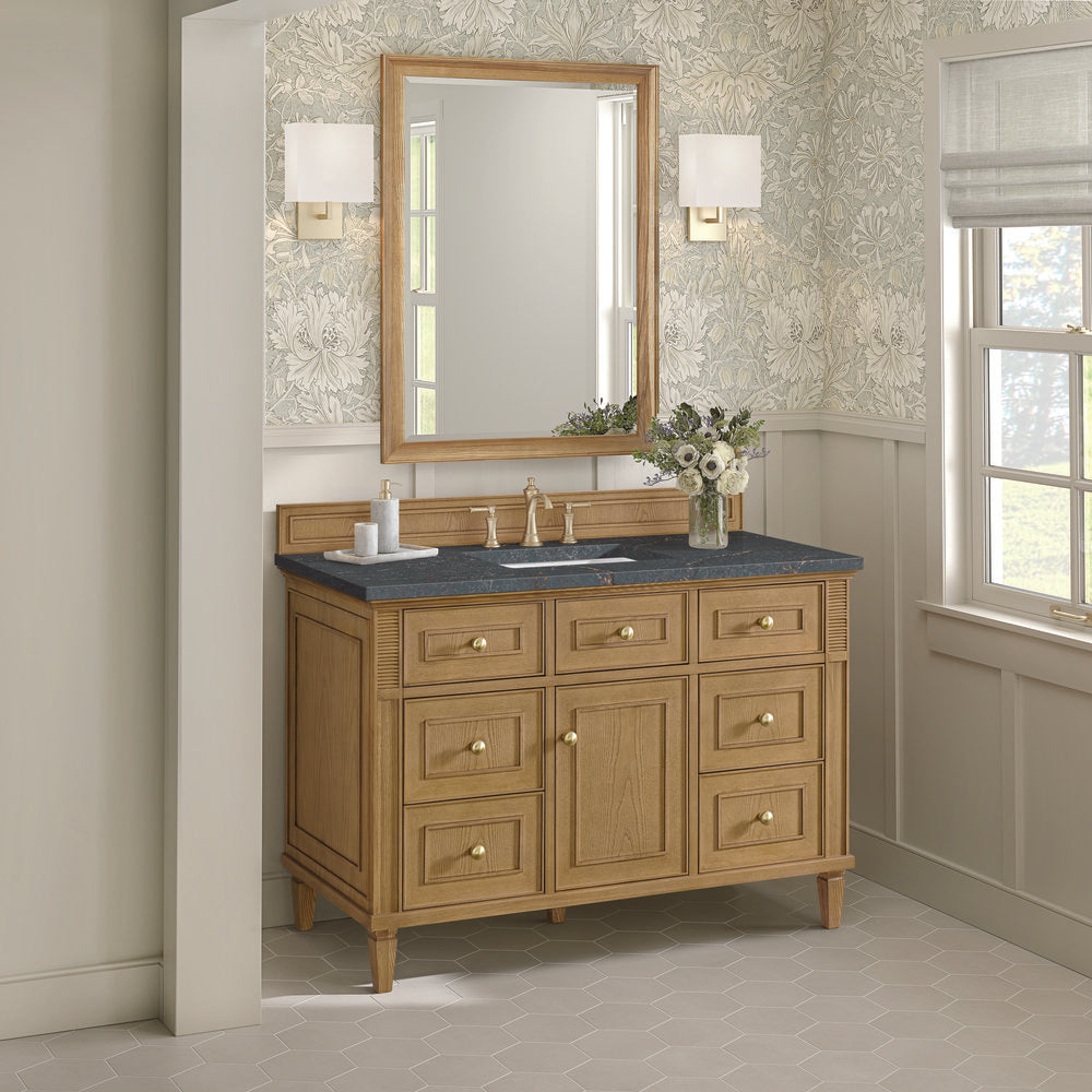 James Martin - Lorelai 48" Single Vanity, Light Natural Oak w/ 3 CM Parisien Bleu Silestone Top - 424-V48-LNO-3PBL view 4