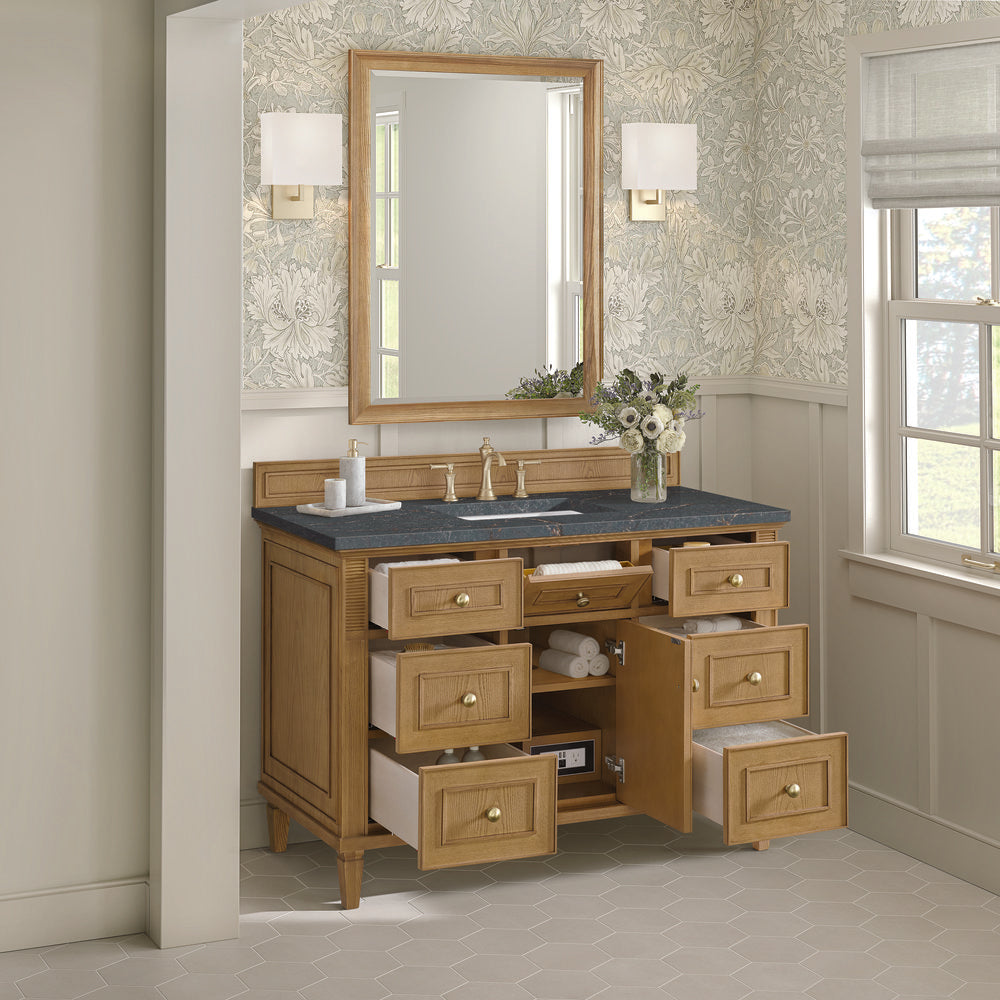 James Martin - Lorelai 48" Single Vanity, Light Natural Oak w/ 3 CM Parisien Bleu Silestone Top - 424-V48-LNO-3PBL view 5
