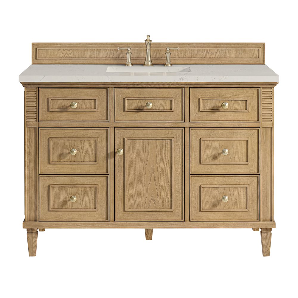 James Martin - Lorelai 48" Single Vanity, Light Natural Oak, w/ 3 CM Siberian Silestone Top - 424-V48-LNO-3SFR view 1