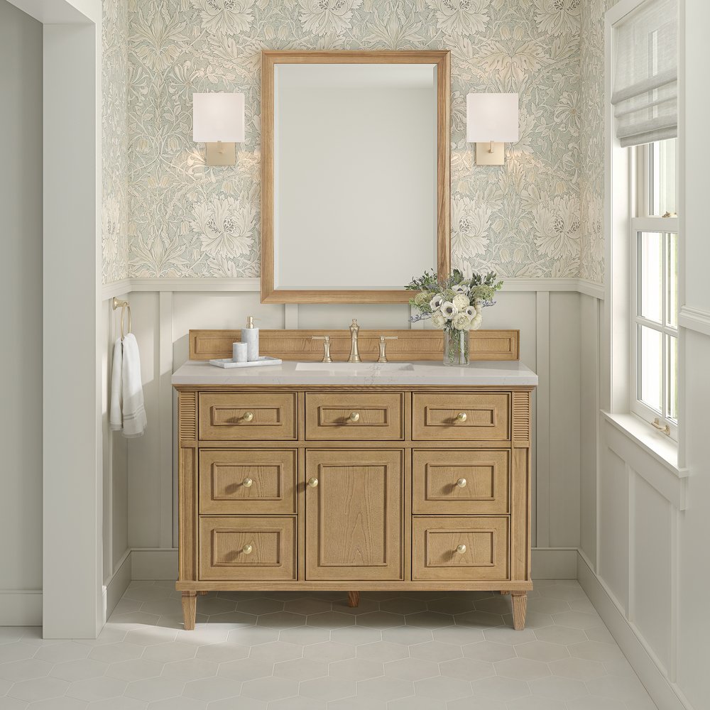 James Martin - Lorelai 48" Single Vanity, Light Natural Oak, w/ 3 CM Siberian Silestone Top - 424-V48-LNO-3SFR view 3