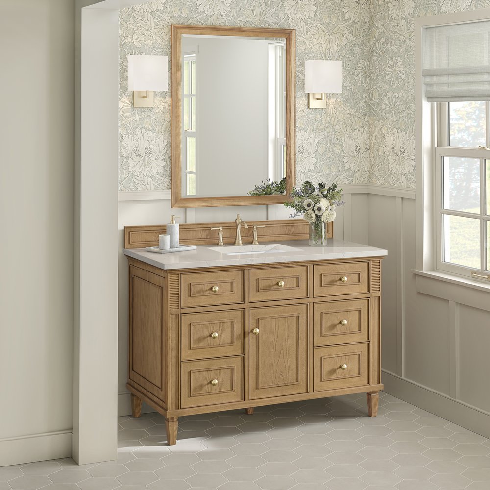 James Martin - Lorelai 48" Single Vanity, Light Natural Oak, w/ 3 CM Siberian Silestone Top - 424-V48-LNO-3SFR view 4