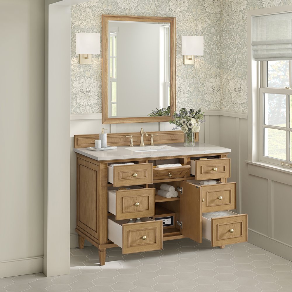 James Martin - Lorelai 48" Single Vanity, Light Natural Oak, w/ 3 CM Siberian Silestone Top - 424-V48-LNO-3SFR view 5