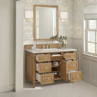 James Martin - Lorelai 48" Single Vanity, Light Natural Oak, w/ 3 CM Siberian Silestone Top - 424-V48-LNO-3SFR view 5