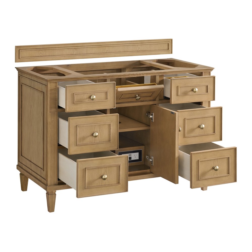 James Martin - Lorelai 48" Single Vanity, Light Natural Oak, w/ 3 CM Siberian Silestone Top - 424-V48-LNO-3SFR view 8