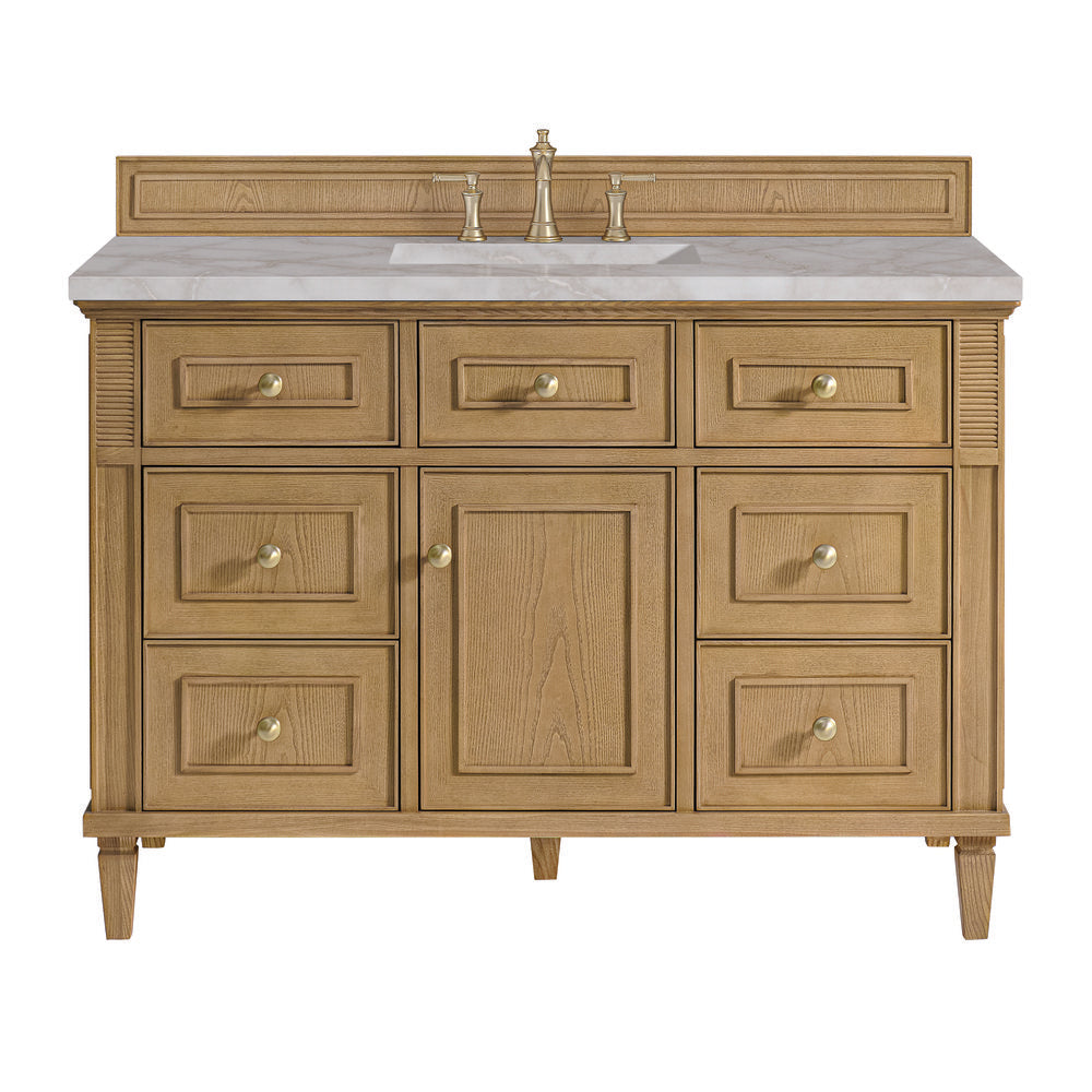 James Martin - Lorelai 48" Single Vanity, Light Natural Oak w/ 3 CM Victorian Silver Silestone Top - 424-V48-LNO-3VSL view 1