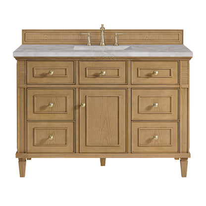 James Martin - Lorelai 48" Single Vanity, Light Natural Oak w/ 3 CM Victorian Silver Silestone Top - 424-V48-LNO-3VSL view 1