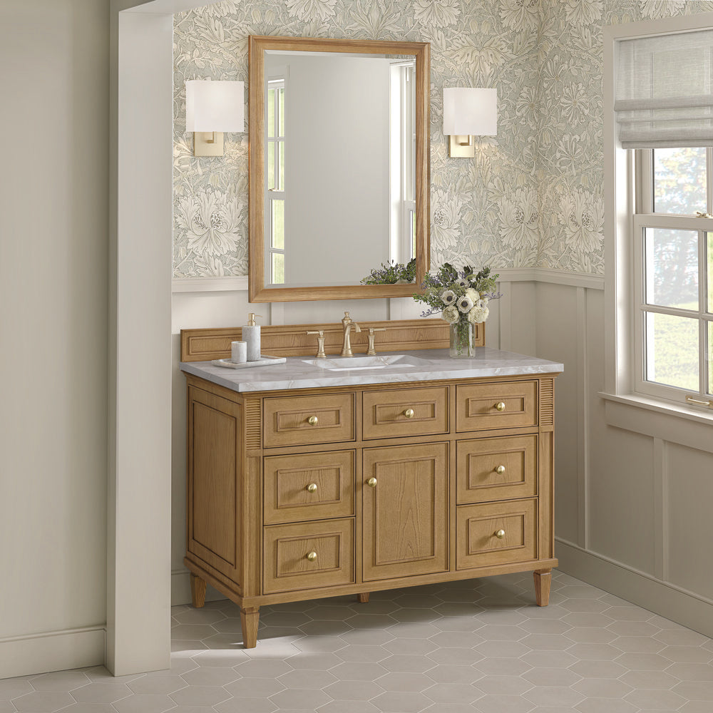 James Martin - Lorelai 48" Single Vanity, Light Natural Oak w/ 3 CM Victorian Silver Silestone Top - 424-V48-LNO-3VSL view 4