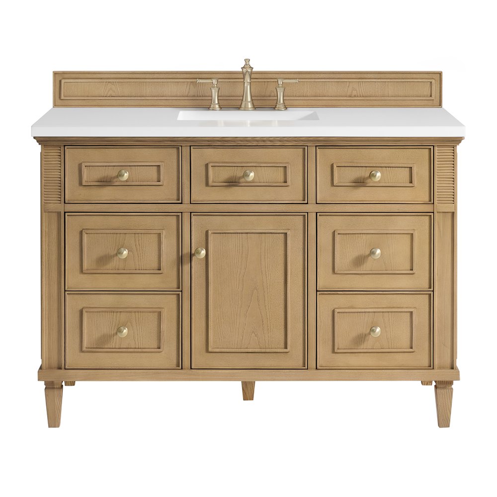 James Martin - Lorelai 48" Single Vanity, Light Natural Oak w/ 3 CM White Zeus Silestone Top - 424-V48-LNO-3WZ view 1