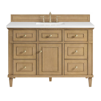 James Martin - Lorelai 48" Single Vanity, Light Natural Oak w/ 3 CM White Zeus Silestone Top - 424-V48-LNO-3WZ view 1