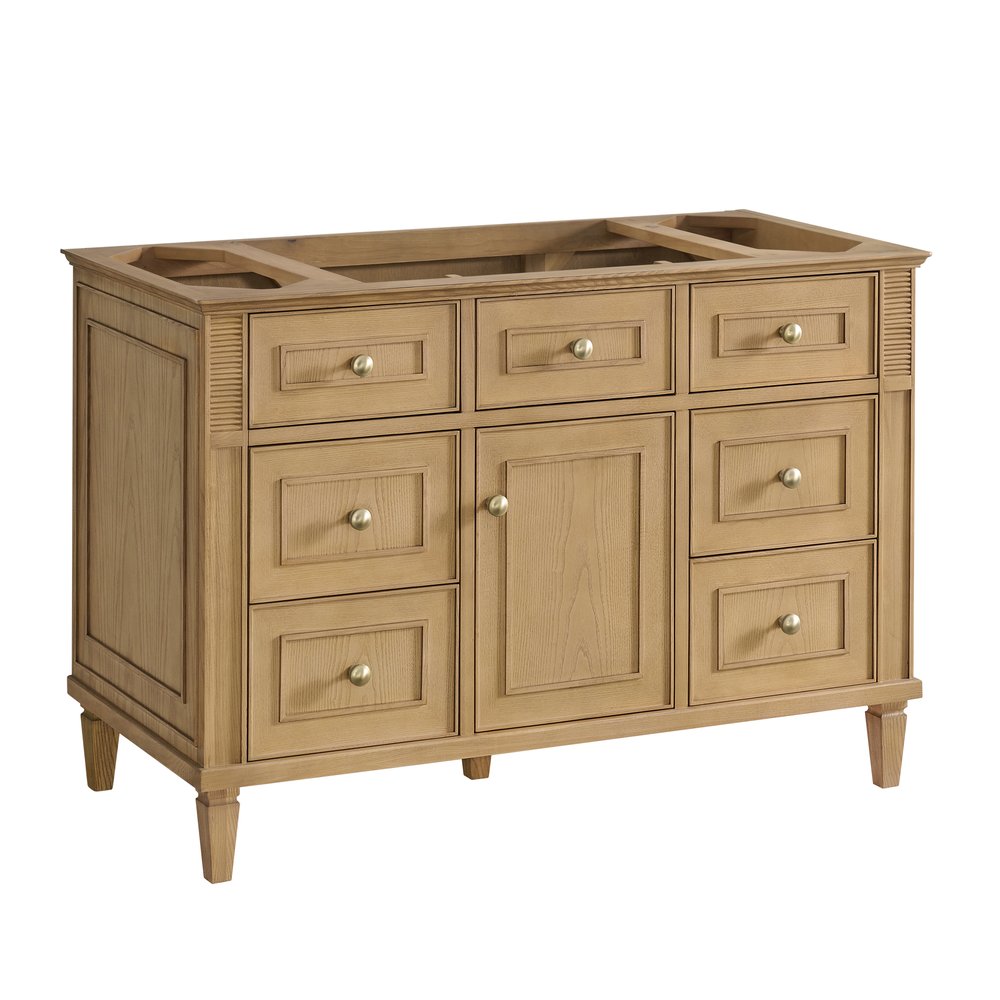 James Martin - Lorelai 48" Single Vanity, Light Natural Oak w/ 3 CM White Zeus Silestone Top - 424-V48-LNO-3WZ view 2