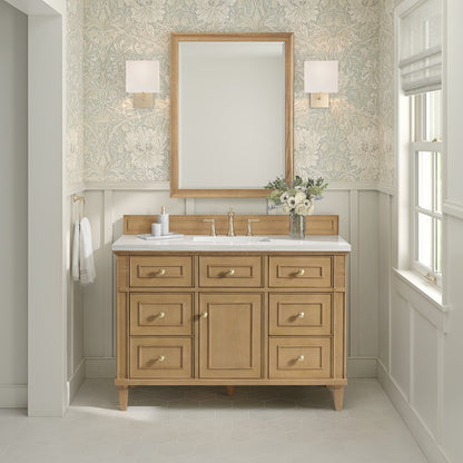 James Martin - Lorelai 48" Single Vanity, Light Natural Oak w/ 3 CM White Zeus Silestone Top - 424-V48-LNO-3WZ view 3