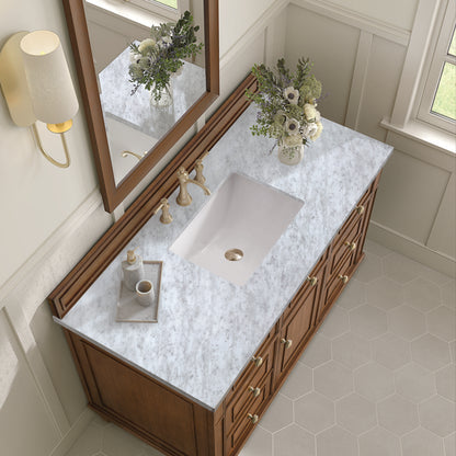 James Martin - Lorelai 48" Single Vanity, Mid-Century Walnut w/ 3 CM Carrara White Marble Top - 424-V48-WLT-3CAR view 8