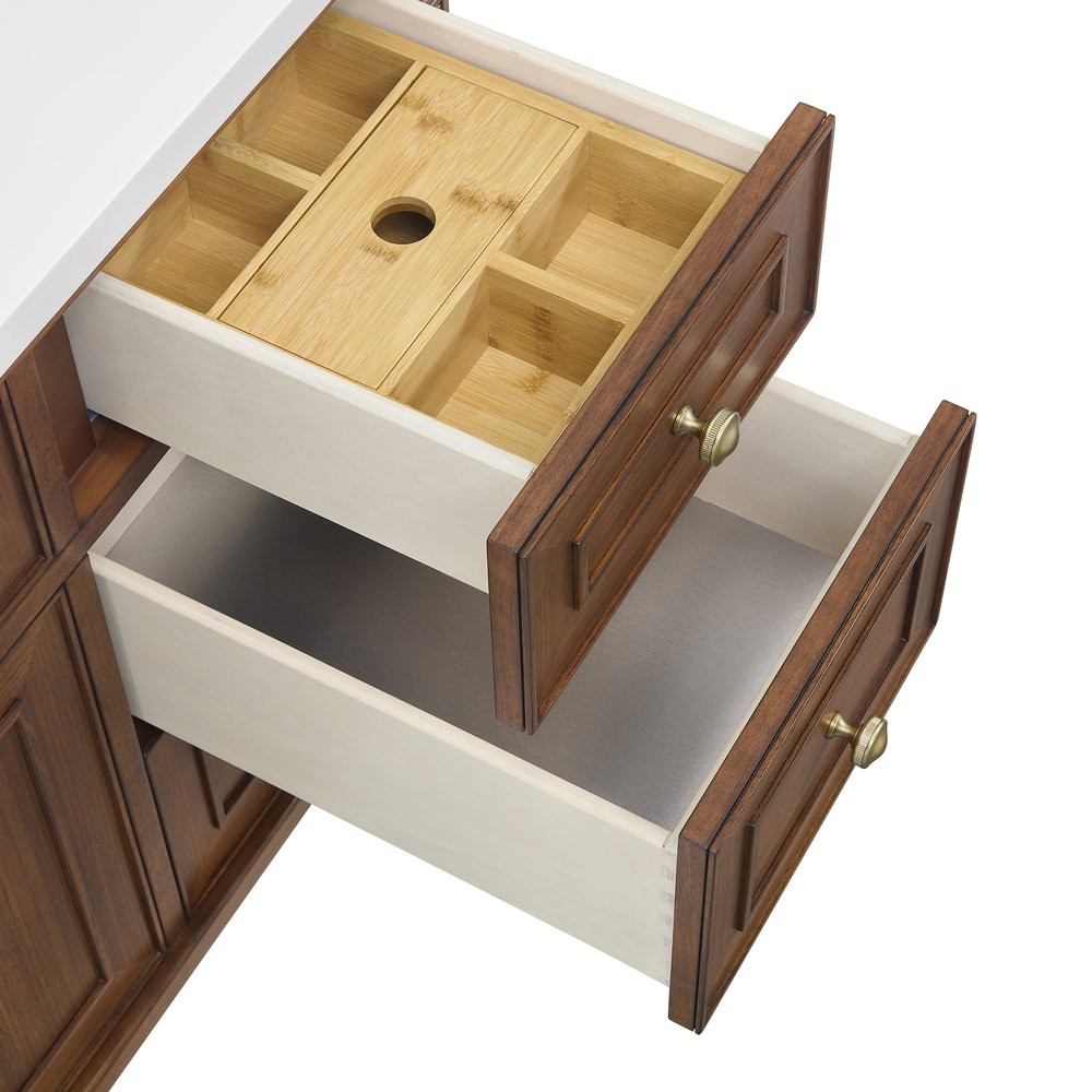 James Martin - Lorelai 48" Single Vanity, Mid-Century Walnut w/ 3 CM Carrara White Marble Top - 424-V48-WLT-3CAR view 14