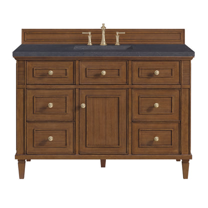 James Martin - Lorelai 48" Single Vanity, Mid-Century Walnut w/ 3 CM Charcoal Soapstone Silestone Top - 424-V48-WLT-3CSP view 1