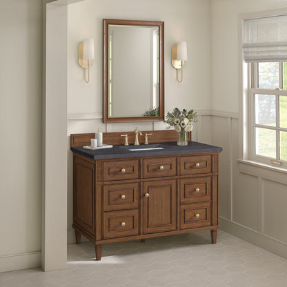 James Martin - Lorelai 48" Single Vanity, Mid-Century Walnut w/ 3 CM Charcoal Soapstone Silestone Top - 424-V48-WLT-3CSP view 5