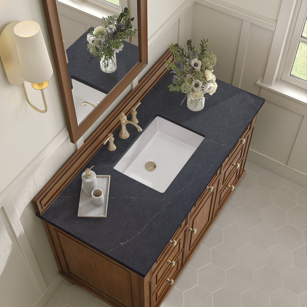 James Martin - Lorelai 48" Single Vanity, Mid-Century Walnut w/ 3 CM Charcoal Soapstone Silestone Top - 424-V48-WLT-3CSP view 8