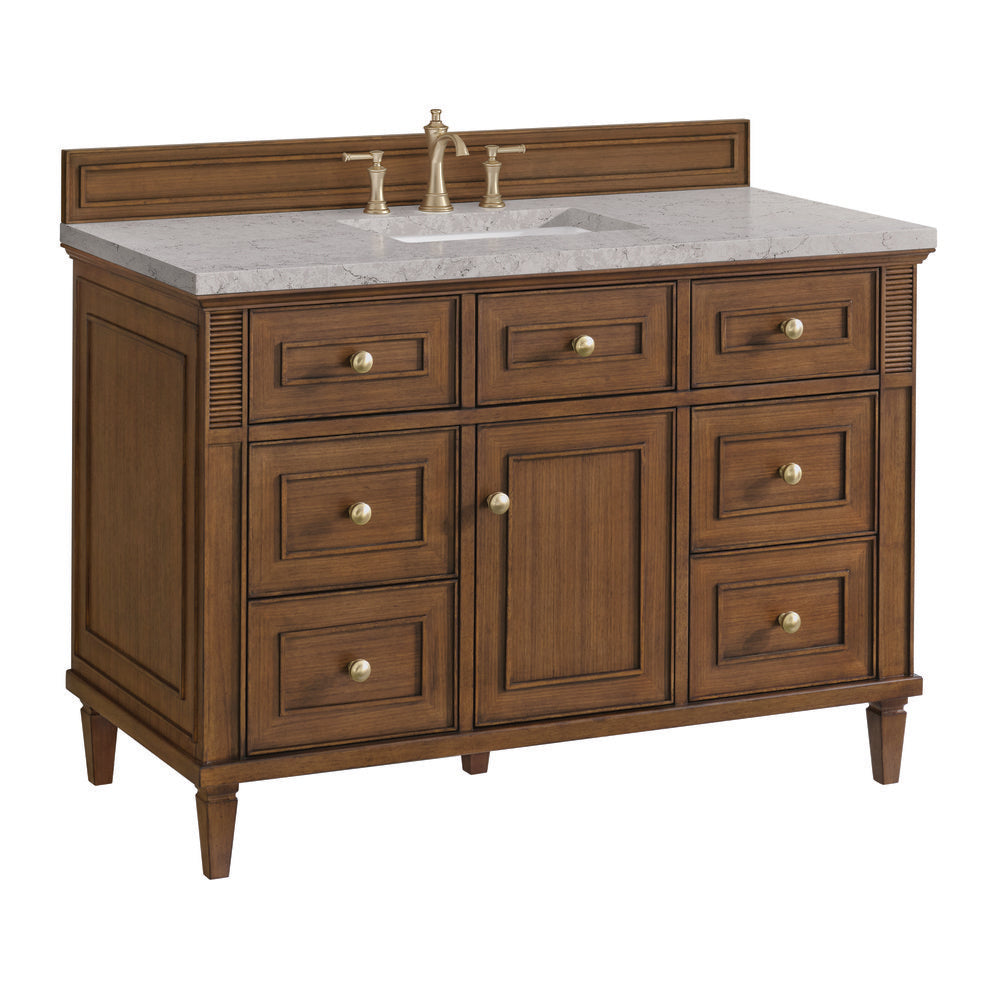 James Martin - Lorelai 48" Single Vanity, Mid-Century Walnut w/ 3 CM Eternal Jasmine Pearl Silestone Top - 424-V48-WLT-3EJP view 11